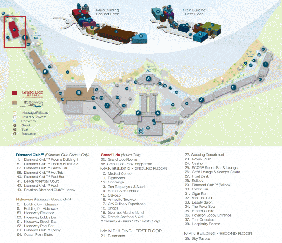 Grand Lido Negril overview map 