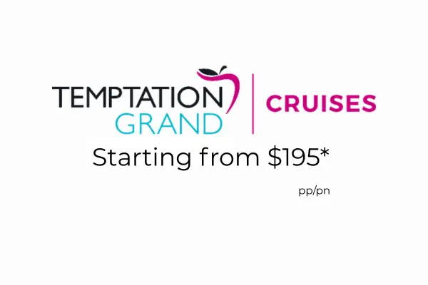 Logo for Temptation Grand Cruises, adults-only swinger voyages starting from $195 per person
