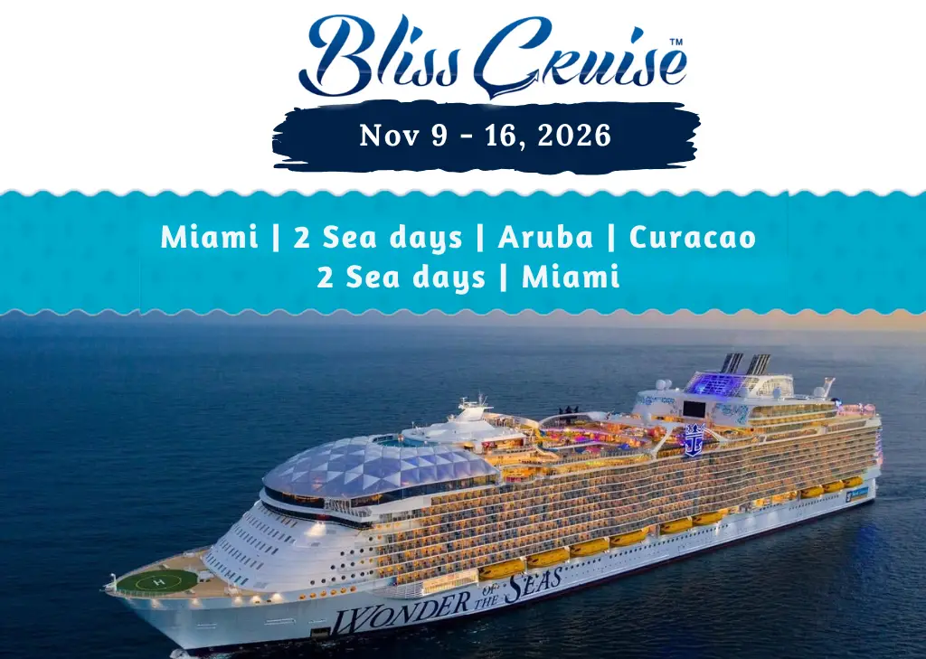 Bliss Cruise November 2026 adults only swinger cruise sailing from Miami to Aruba and Curacao offering sensual theme nights, luxury dining, and clothing-optional areas