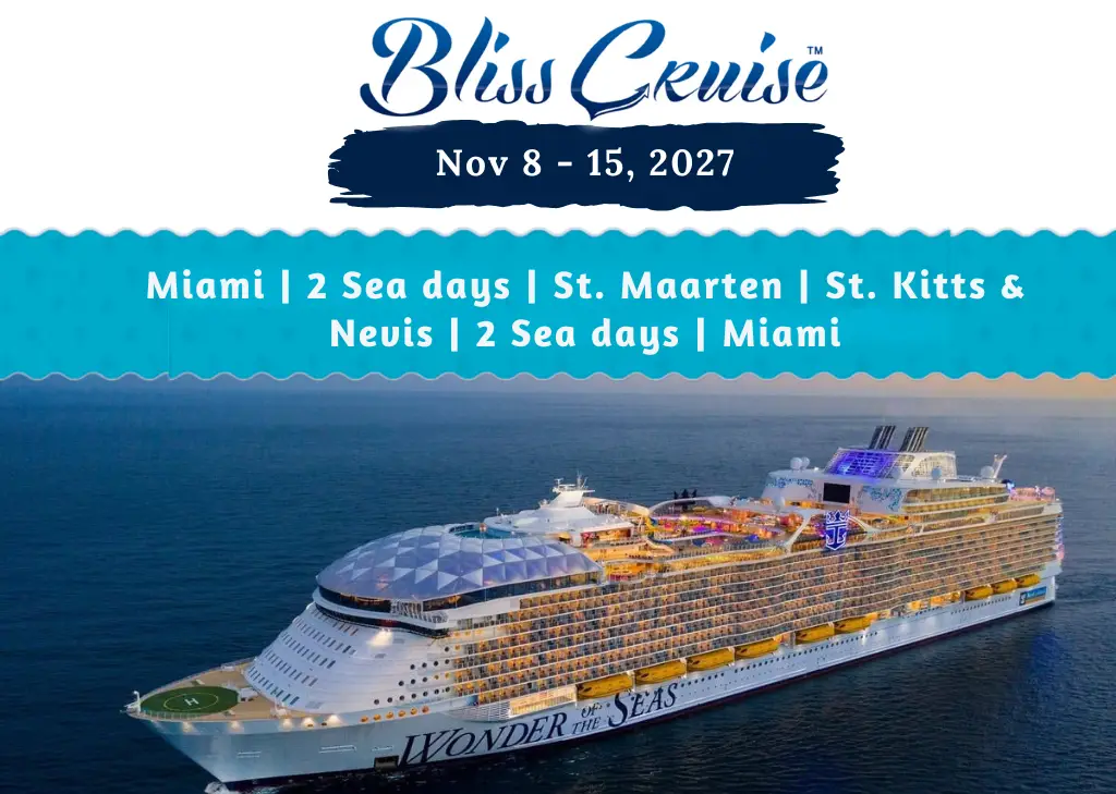 Bliss Cruise November 2027 adults only swinger cruise for couples sailing from Miami to St. Maarten and St. Kitts & Nevis with erotic events, themed nights, and luxury onboard fun