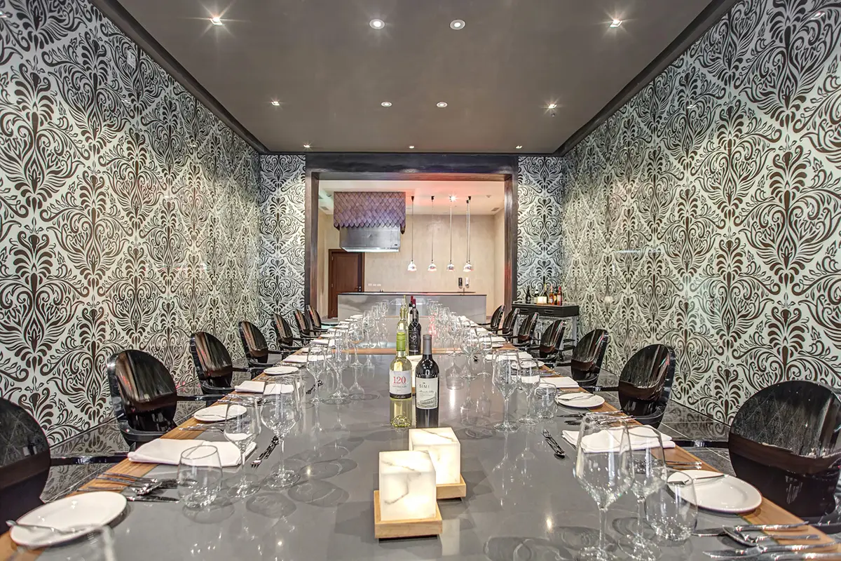 Chef’s Table fine dining experience at Grand Lido Nude Luxury Resort Jamaica featuring a modern elegant setting