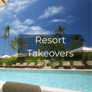 Poolside resort scene highlighting adults-only swinger resort takeovers