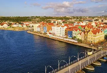 Colorful Dutch Caribbean buildings along the waterfront in Willemstad Curacao