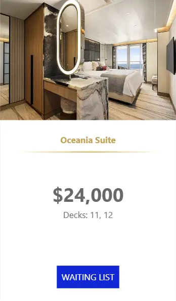 Desire Feb 2027 Oceania Allura Oceania Suite cabin pricing