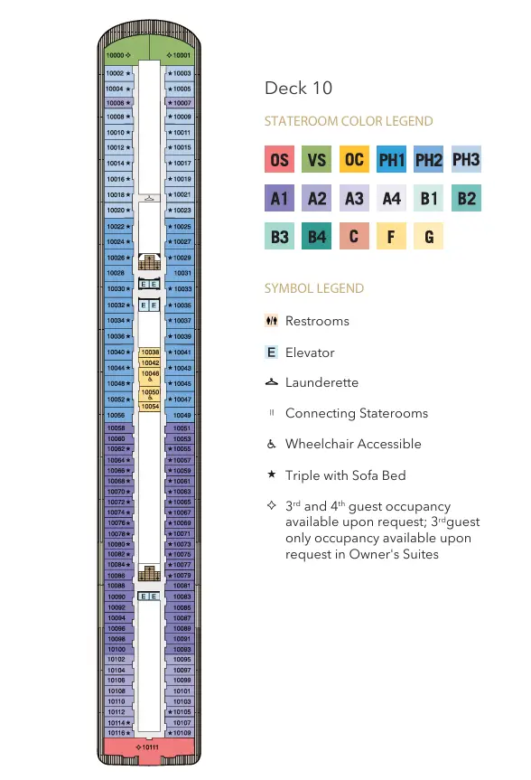 Oceania Riviera ship deck 10 plan