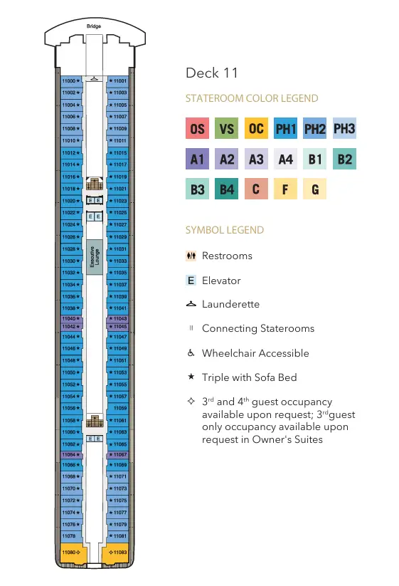 Oceania Riviera ship deck 11 plan for desire swinger cruise asia 2028