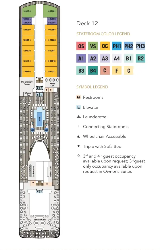 Oceania Riviera ship deck 12 plan for desire swinger cruise asia 2028