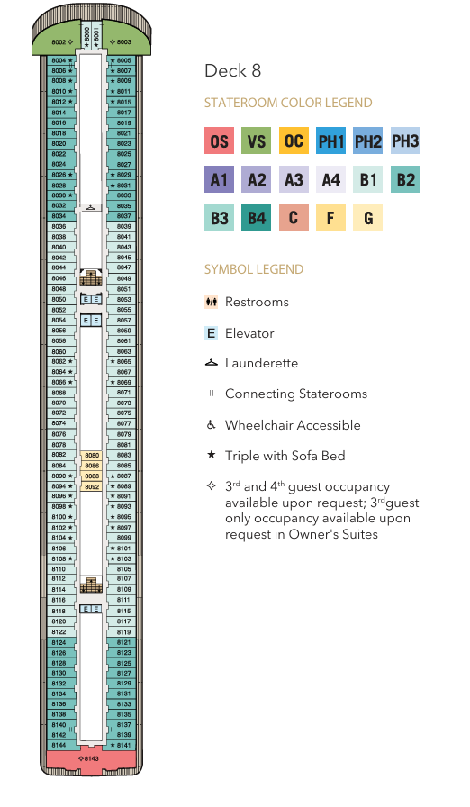 Oceania Riviera ship deck 8 plan