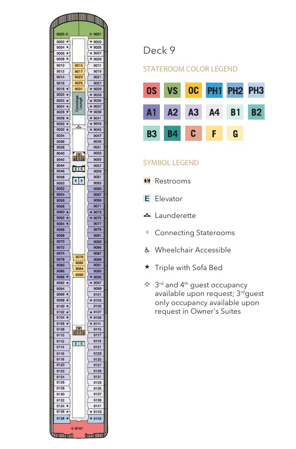 Oceania Riviera ship deck 9 plan