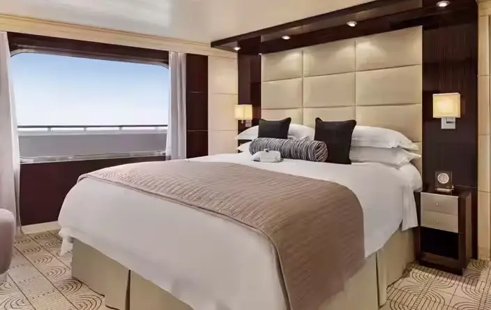 Vista Suite onboard the Desire cruise swinger Asia 2028 showcasing upscale design and panoramic ocean views