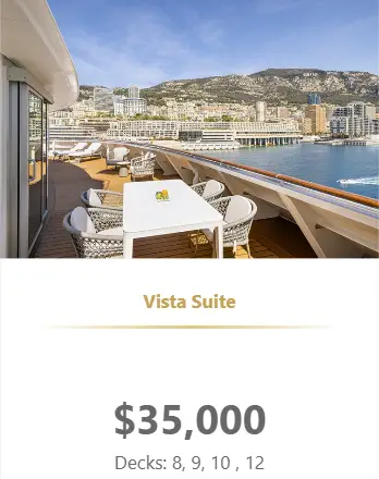 Desire Feb 2027 Oceania Allura Vista Suite cabin pricing