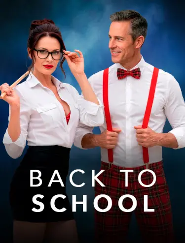 Couples dressed in playful school themed outfits at Back to School night on Desire Cruise August 2026 swinger cruise