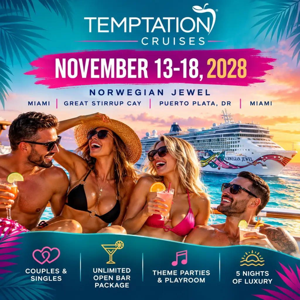 Temptation Cruise November 2028 aboard Norwegian Jewel, adults only clothing optional Caribbean cruise